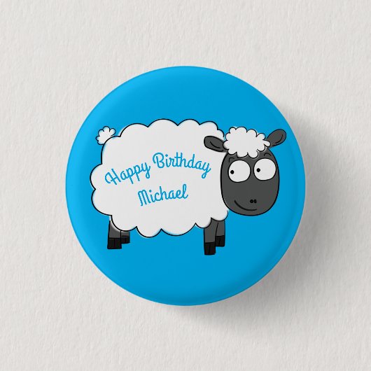 Sheep Birthday Party Cute Cartoon Ronde Button 3,2 Cm (Voorkant)