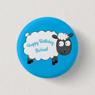 Sheep Birthday Party Cute Cartoon Ronde Button 3,2 Cm