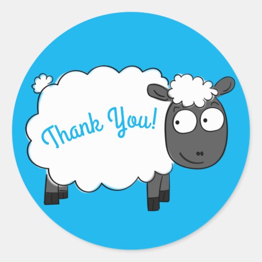 Sheep Birthday Party Cute Cartoon Ronde Sticker (Voorkant)