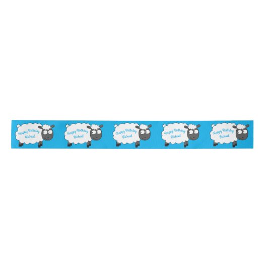 Sheep Birthday Party Cute Cartoon Satijnen Lint (Voorkant)