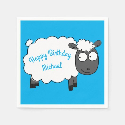 Sheep Birthday Party Cute Cartoon Servet (Voorkant)