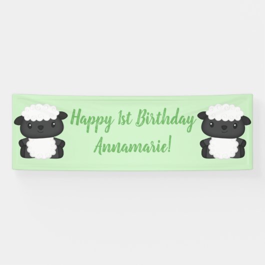 Sheep Birthday Party Green Spandoek (Horizontaal)