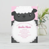 Sheep Birthday Party Pink Kaart (Staand voorkant)