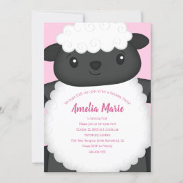 Sheep Birthday Party Pink Kaart