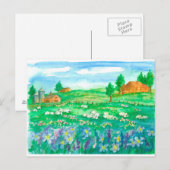 Sheep Boerderij House Wildflowers We hebben verhui Briefkaart (Voorkant / Achterkant)