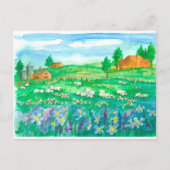 Sheep Boerderij House Wildflowers We hebben verhui Briefkaart (Voorkant)