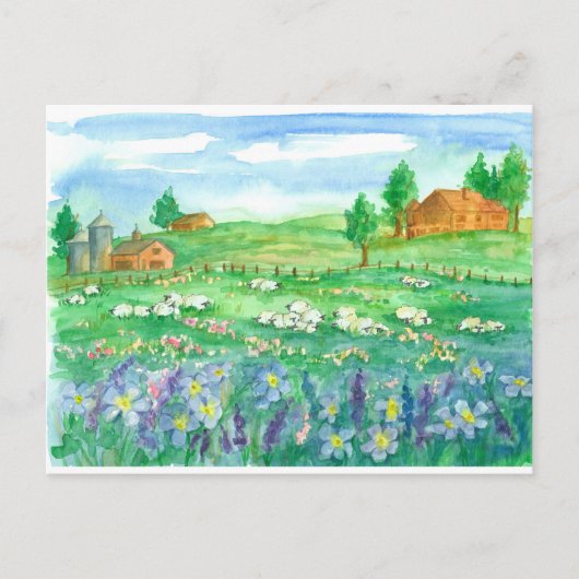 Sheep Boerderij House Wildflowers We hebben verhui Briefkaart (Voorkant)
