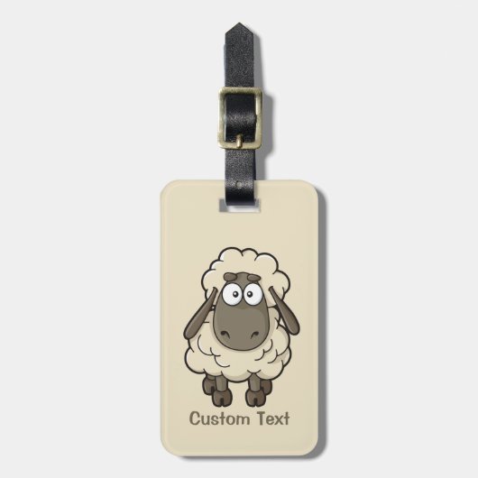 Sheep Cartoon Beige Bagagelabel (Voorkant verticaal)