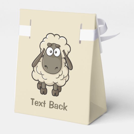 Sheep Cartoon Beige Bedankdoosjes (Achterkant)