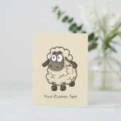 Sheep Cartoon Beige Briefkaart (Staand voorkant)