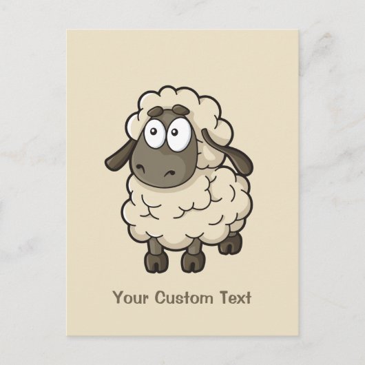 Sheep Cartoon Beige Briefkaart (Voorkant)