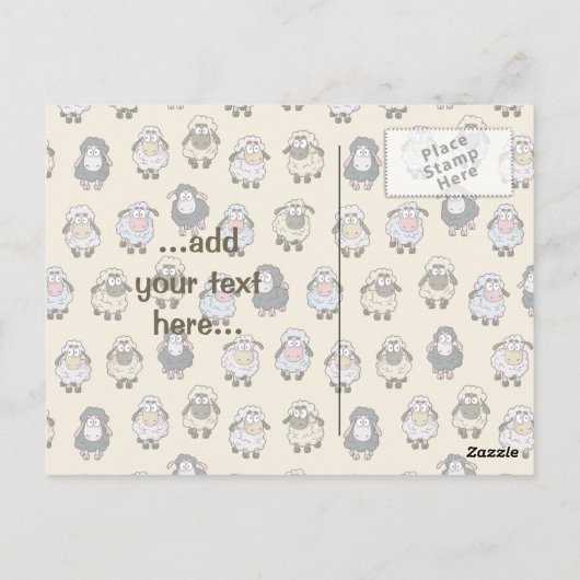 Sheep Cartoon Beige Briefkaart (Achterkant)
