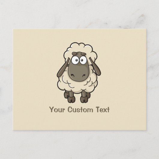 Sheep Cartoon Beige Briefkaart (Voorkant)