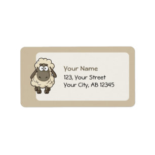 Sheep Cartoon Beige Etiket