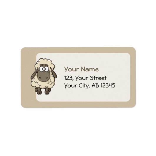 Sheep Cartoon Beige Etiket (Voorkant)