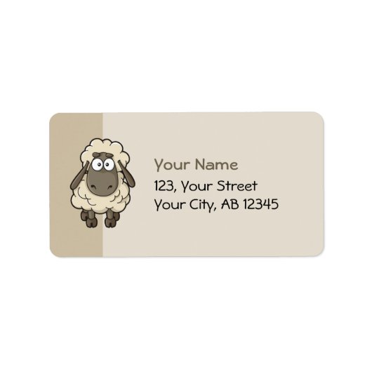 Sheep Cartoon Beige Etiket (Voorkant)