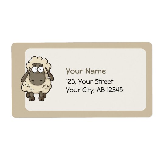 Sheep Cartoon Beige Etiket (Voorkant)
