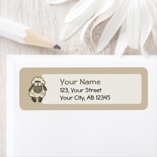 Sheep Cartoon Beige Etiket (Insitu)