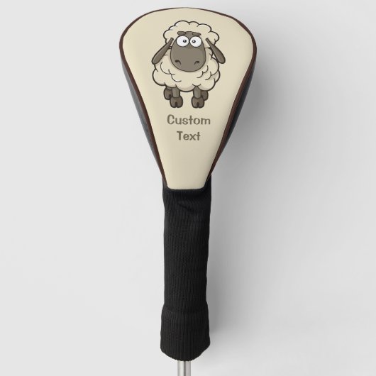 Sheep Cartoon Beige Golfheadcover (Voorkant)