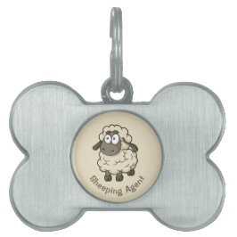 Sheep Cartoon Beige Huisdieren Naamplaatje