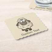 Sheep Cartoon Beige Kartonnen Onderzetters (Gebogen)