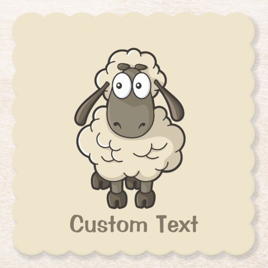 Sheep Cartoon Beige Kartonnen Onderzetters (Voorkant)