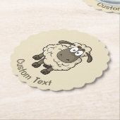 Sheep Cartoon Beige Kartonnen Onderzetters (Gekanteld)