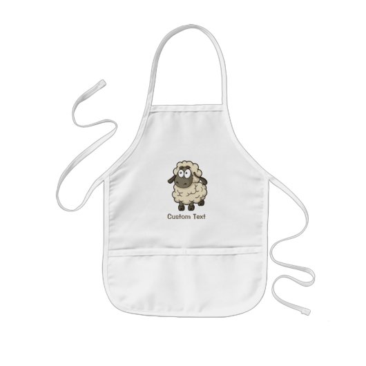 Sheep Cartoon Beige Kinder Schort (Voorkant)