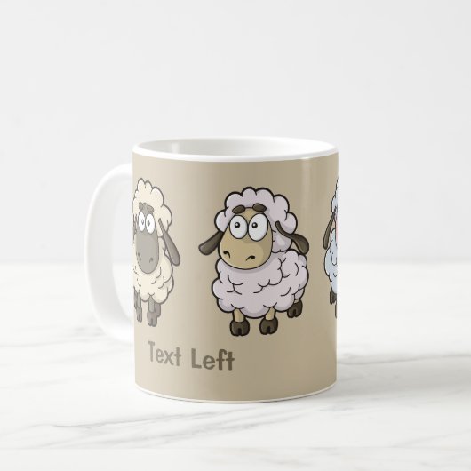 Sheep Cartoon Beige Koffiemok (Voorkant links)