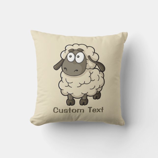 Sheep Cartoon Beige Kussen (Voorkant)