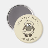Sheep Cartoon Beige Magneet (Voorkant / Achterkant)