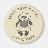 Sheep Cartoon Beige Magneet (Voorkant)
