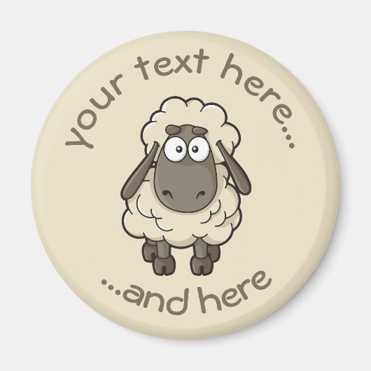 Sheep Cartoon Beige Magneet (Voorkant)