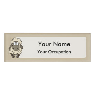 Sheep Cartoon Beige Naambadge