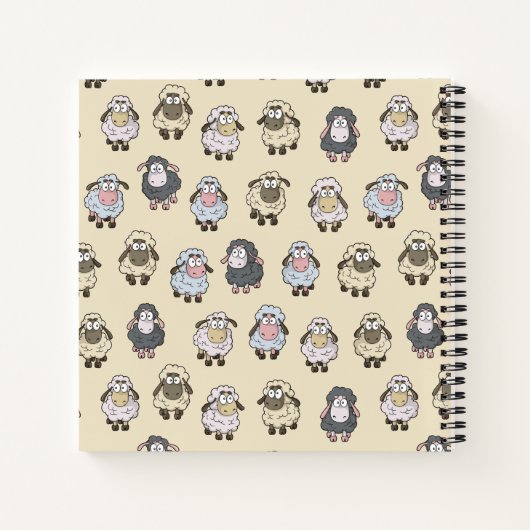 Sheep Cartoon Beige Notitieboek (Achterkant)