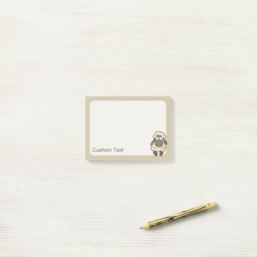 Sheep Cartoon Beige Post-it® Notes (Op bureau)