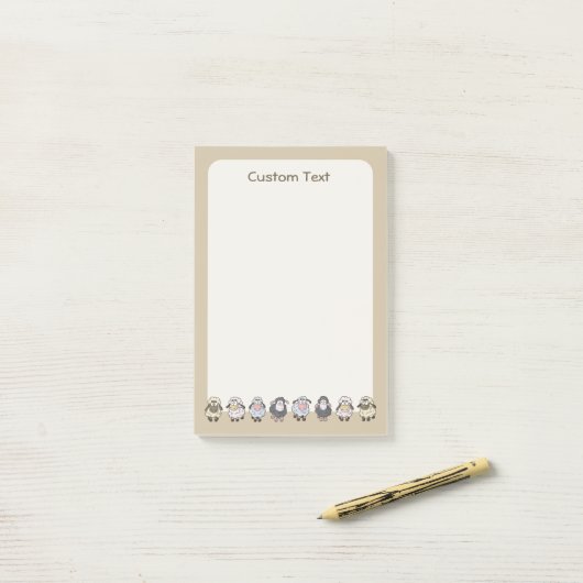 Sheep Cartoon Beige Post-it® Notes (Op bureau)