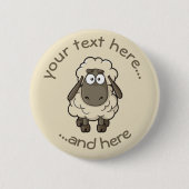 Sheep Cartoon Beige Ronde Button 5,7 Cm (Voorkant)
