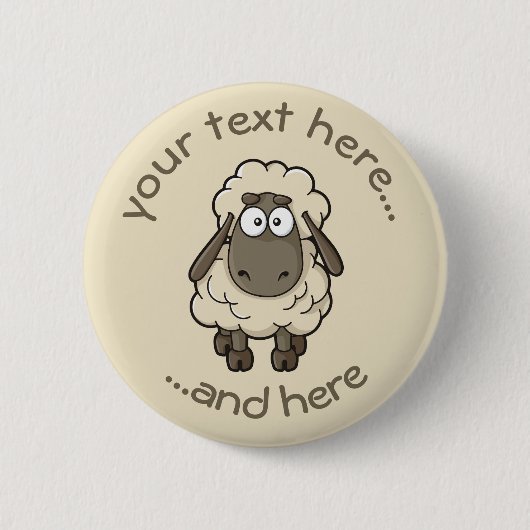 Sheep Cartoon Beige Ronde Button 5,7 Cm (Voorkant)
