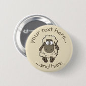 Sheep Cartoon Beige Ronde Button 5,7 Cm (Voorkant /achterkant)