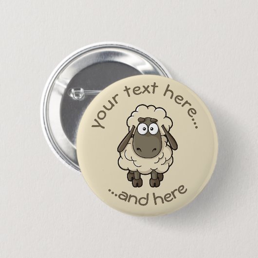 Sheep Cartoon Beige Ronde Button 5,7 Cm (Voorkant /achterkant)