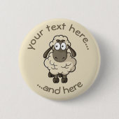 Sheep Cartoon Beige Ronde Button 5,7 Cm (Voorkant)