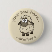 Sheep Cartoon Beige Ronde Button 5,7 Cm (Voorkant)
