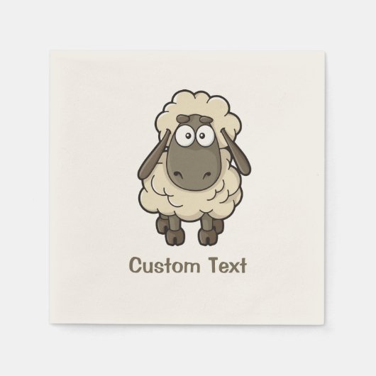 Sheep Cartoon Beige Servet (Voorkant)