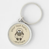 Sheep Cartoon Beige Sleutelhanger (Voorkant)