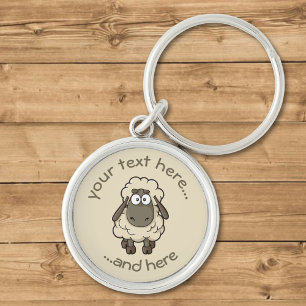 Sheep Cartoon Beige Sleutelhanger