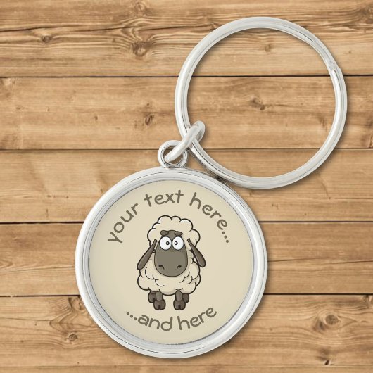 Sheep Cartoon Beige Sleutelhanger