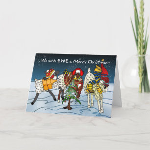 Sheep Christmas Kaart - We wensen Ewe een vrolijk 