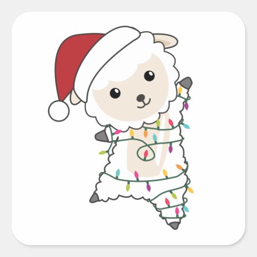 Sheep Christmas Sheep Winter Animals Vierkante Sticker (Voorkant)