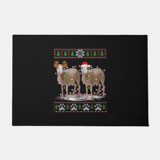 Sheep Christmas Tree Lights | Santa Animal Gift Deurmat (Voorkant)